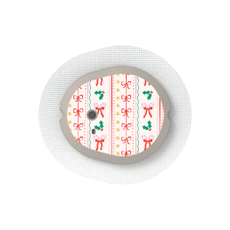 Peelz Holly Jolly Ribbon Dexcom G7 and Stelo Transmitter Sticker - Pump Peelz Peelz/Stickers