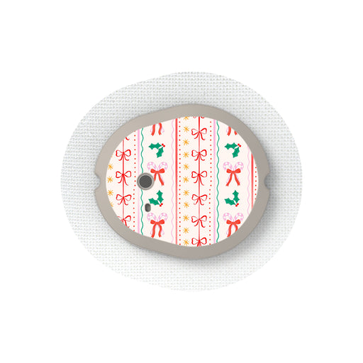 Peelz Holly Jolly Ribbon Dexcom G7 and Stelo Transmitter Sticker - Pump Peelz Peelz/Stickers
