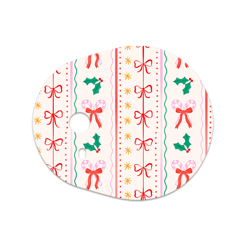 Peelz Holly Jolly Ribbon Dexcom G7 and Stelo Transmitter Sticker - Pump Peelz Peelz/Stickers