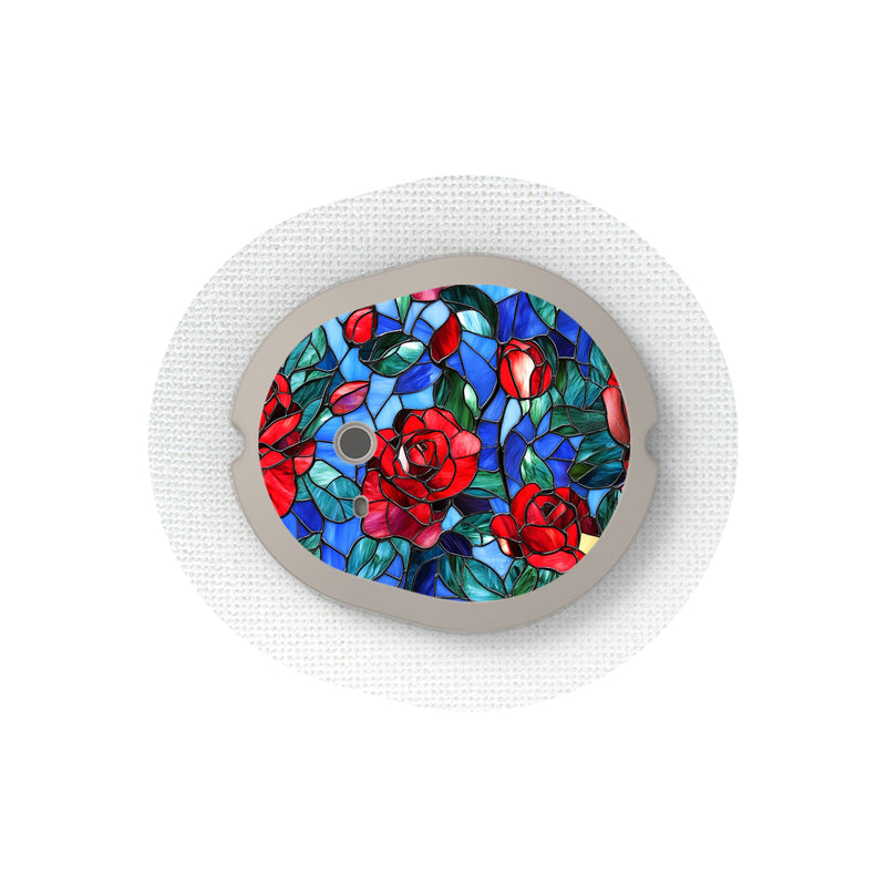 Peelz Crimson Blooms Sticker Designed for the DEXCOM G7 and Stelo Transmitter Peelz/Stickers