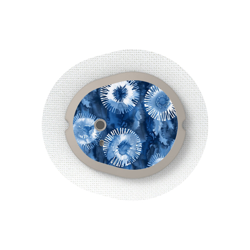 Peelz Monochrome Blue Tie Dye Sticker Designed for the DEXCOM G7 and Stelo Transmitter Peelz/Stickers