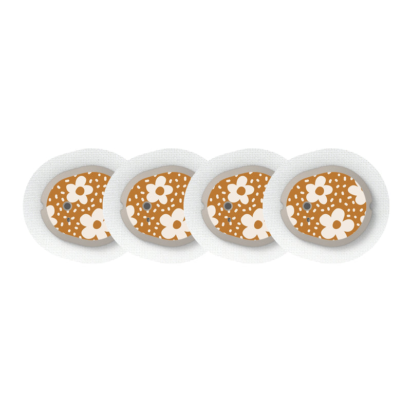 Peelz Caramel Daisies Dexcom G7 and Stelo Transmitter Sticker - Pump Peelz Peelz/Stickers