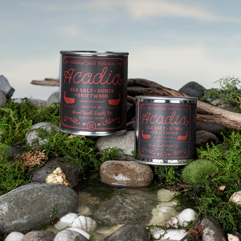 Good & Well Supply Co Acadia National Park Candle Candles Gray Half Pint / 8oz / Cotton Wick,Pint / 14oz / Cotton Wick