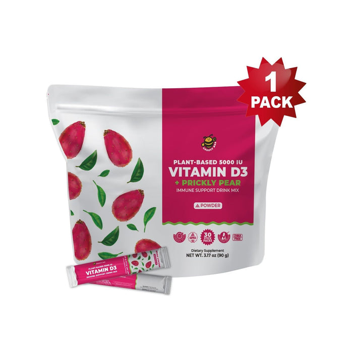 Plant-Based Vitamin D3 + Prickly Pear (30 counts) 3.17 oz (90g) - Immune Support Drink Mix