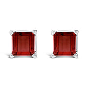 Bids.com 14K White Gold 5x5MM Princess Cut Purple Amethyst Solitaire Stud Earrings Earrings