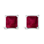 Bids.com 14K White Gold 5x5MM Princess Cut Purple Amethyst Solitaire Stud Earrings Earrings