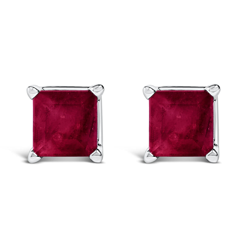 Bids.com 14K White Gold 5x5MM Princess Cut Purple Amethyst Solitaire Stud Earrings Earrings