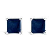 Bids.com 14K White Gold 5x5MM Princess Cut Purple Amethyst Solitaire Stud Earrings Earrings
