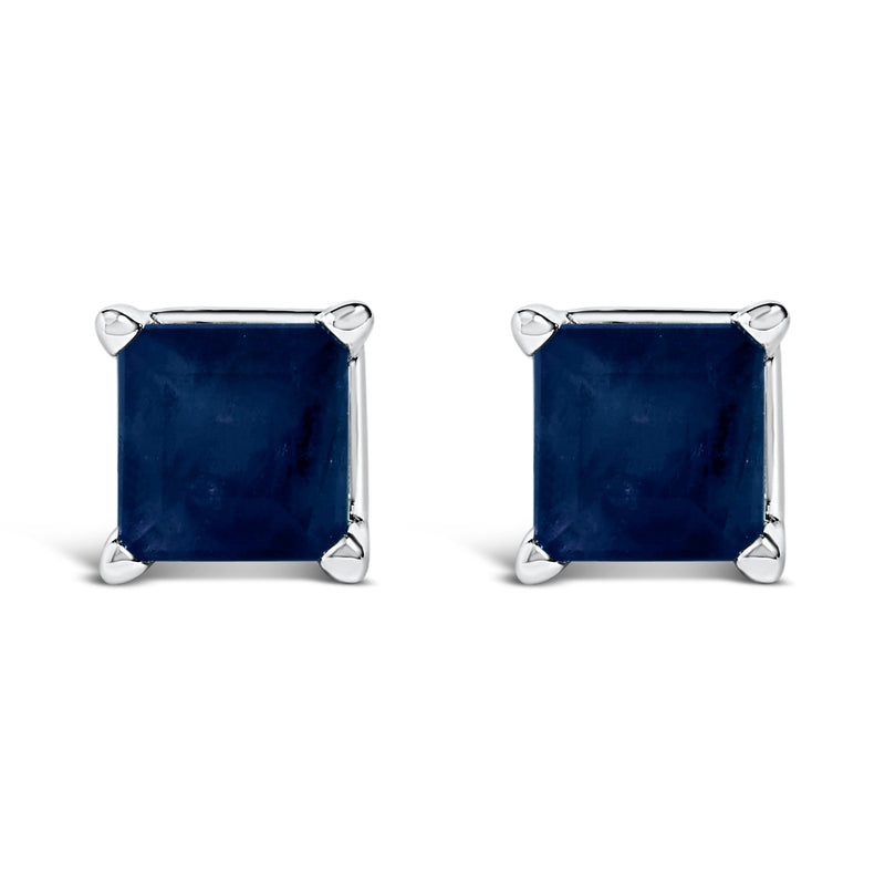 Bids.com 14K White Gold 5x5MM Princess Cut Purple Amethyst Solitaire Stud Earrings Earrings