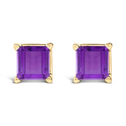 Bids.com 14K White Gold 5x5MM Princess Cut Purple Amethyst Solitaire Stud Earrings Earrings