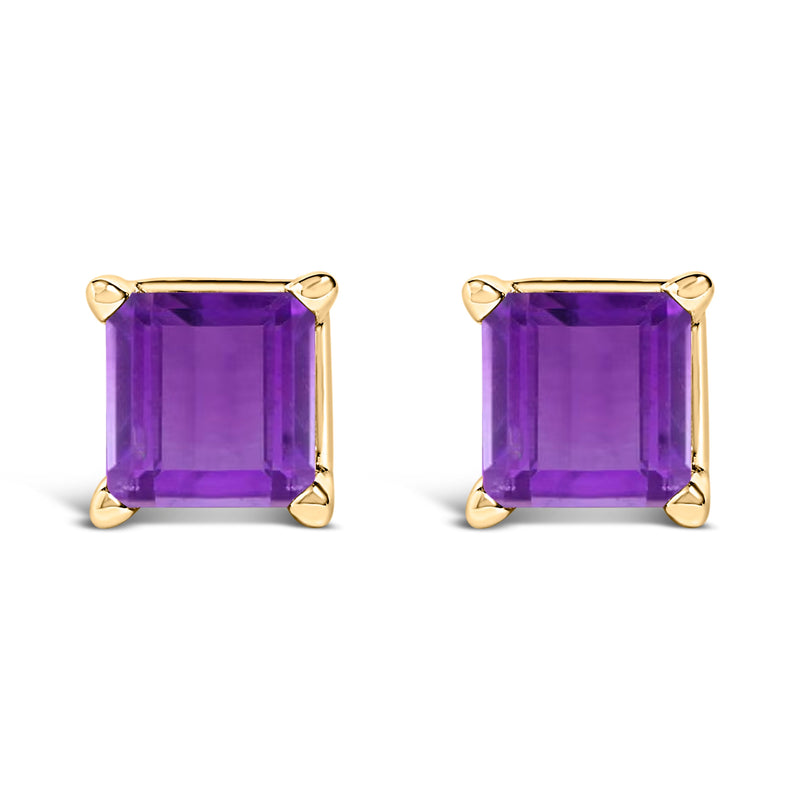 Bids.com 14K White Gold 5x5MM Princess Cut Purple Amethyst Solitaire Stud Earrings Earrings