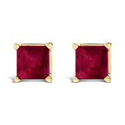 Bids.com 14K White Gold 5x5MM Princess Cut Purple Amethyst Solitaire Stud Earrings Earrings