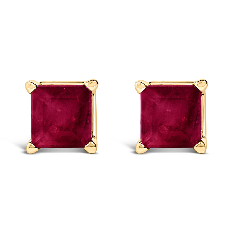 Bids.com 14K White Gold 5x5MM Princess Cut Purple Amethyst Solitaire Stud Earrings Earrings