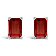 Bids.com 14K White Gold 6x4MM Emerald Shaped Amethyst Solitaire Stud Earrings Earrings