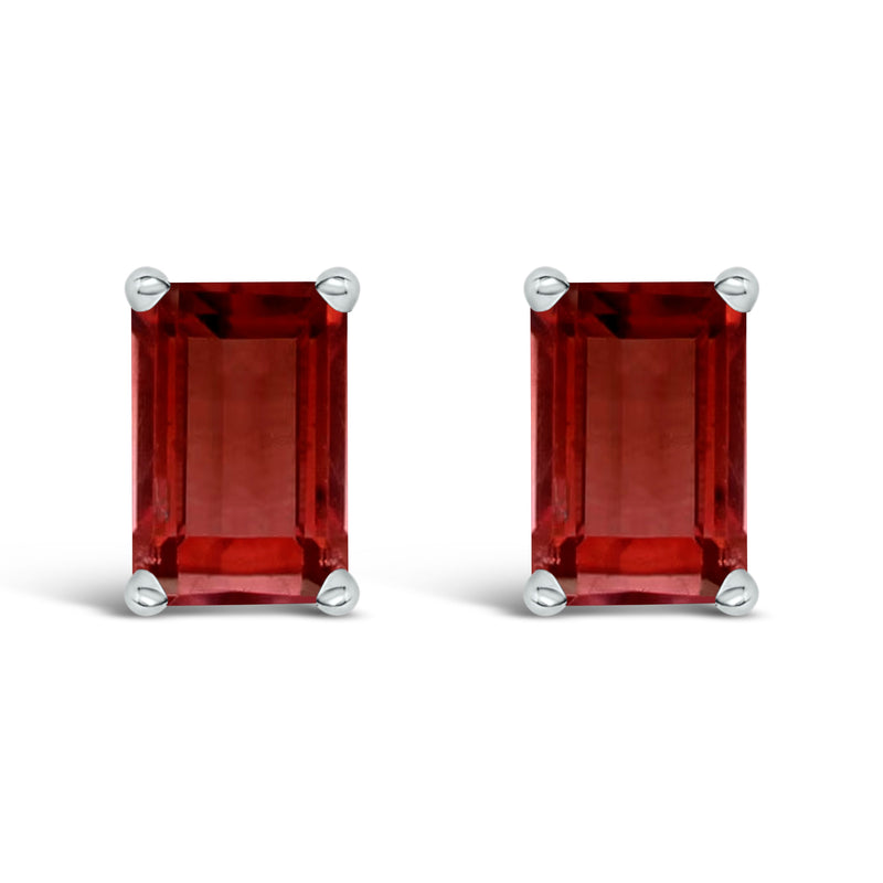 Bids.com 14K White Gold 6x4MM Emerald Shaped Amethyst Solitaire Stud Earrings Earrings