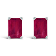 Bids.com 14K White Gold 6x4MM Emerald Shaped Amethyst Solitaire Stud Earrings Earrings