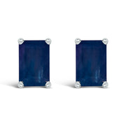 Bids.com 14K White Gold 6x4MM Emerald Shaped Amethyst Solitaire Stud Earrings Earrings