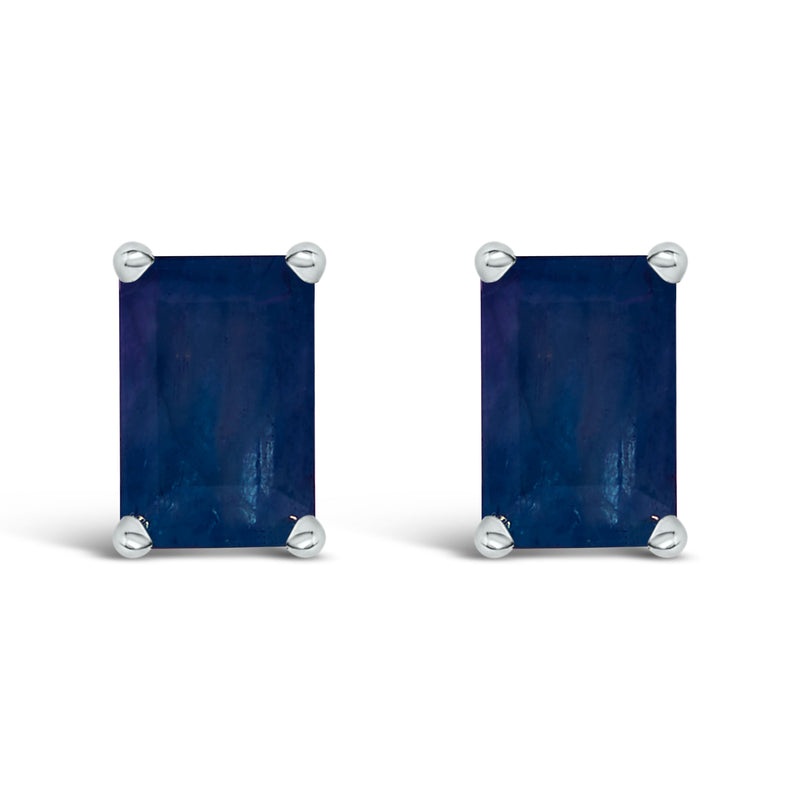 Bids.com 14K White Gold 6x4MM Emerald Shaped Amethyst Solitaire Stud Earrings Earrings