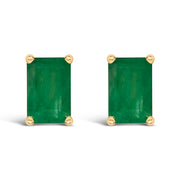 Bids.com 14K White Gold 6x4MM Emerald Shaped Amethyst Solitaire Stud Earrings Earrings