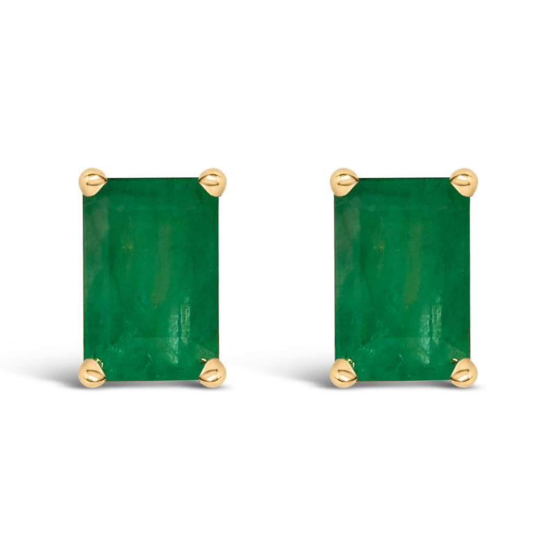 Bids.com 14K White Gold 6x4MM Emerald Shaped Amethyst Solitaire Stud Earrings Earrings