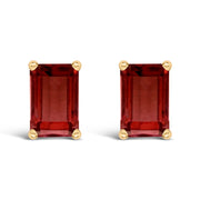 Bids.com 14K White Gold 6x4MM Emerald Shaped Amethyst Solitaire Stud Earrings Earrings