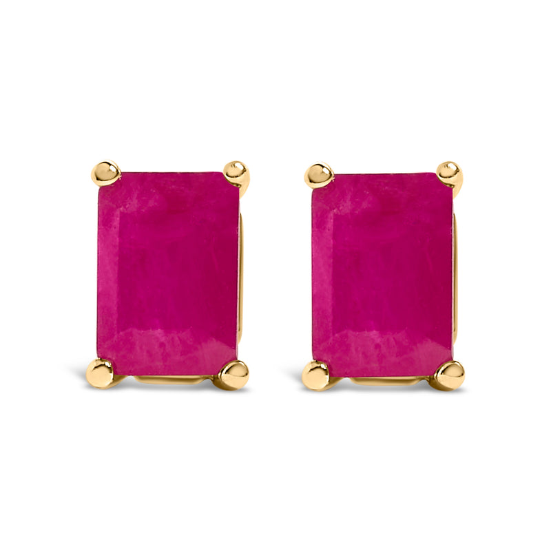 Bids.com 14K White Gold 6x4MM Emerald Shaped Amethyst Solitaire Stud Earrings Earrings