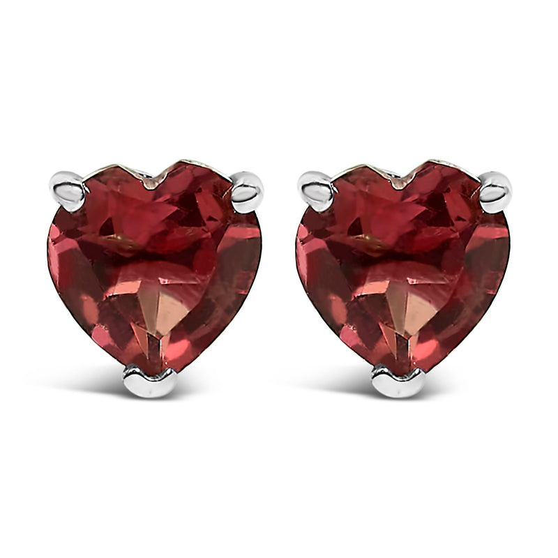 Bids.com 14K White Gold 5MM Heart Cut Purple Amethyst Solitaire Stud Earrings Earrings