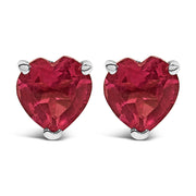 Bids.com 14K White Gold 5MM Heart Cut Purple Amethyst Solitaire Stud Earrings Earrings