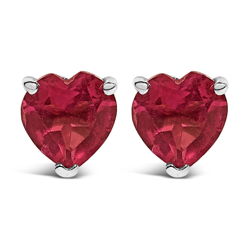 Bids.com 14K White Gold 5MM Heart Cut Purple Amethyst Solitaire Stud Earrings Earrings