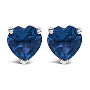 Bids.com 14K White Gold 5MM Heart Cut Purple Amethyst Solitaire Stud Earrings Earrings