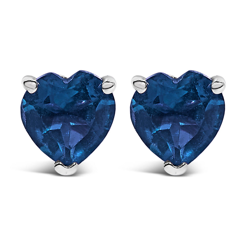 Bids.com 14K White Gold 5MM Heart Cut Purple Amethyst Solitaire Stud Earrings Earrings