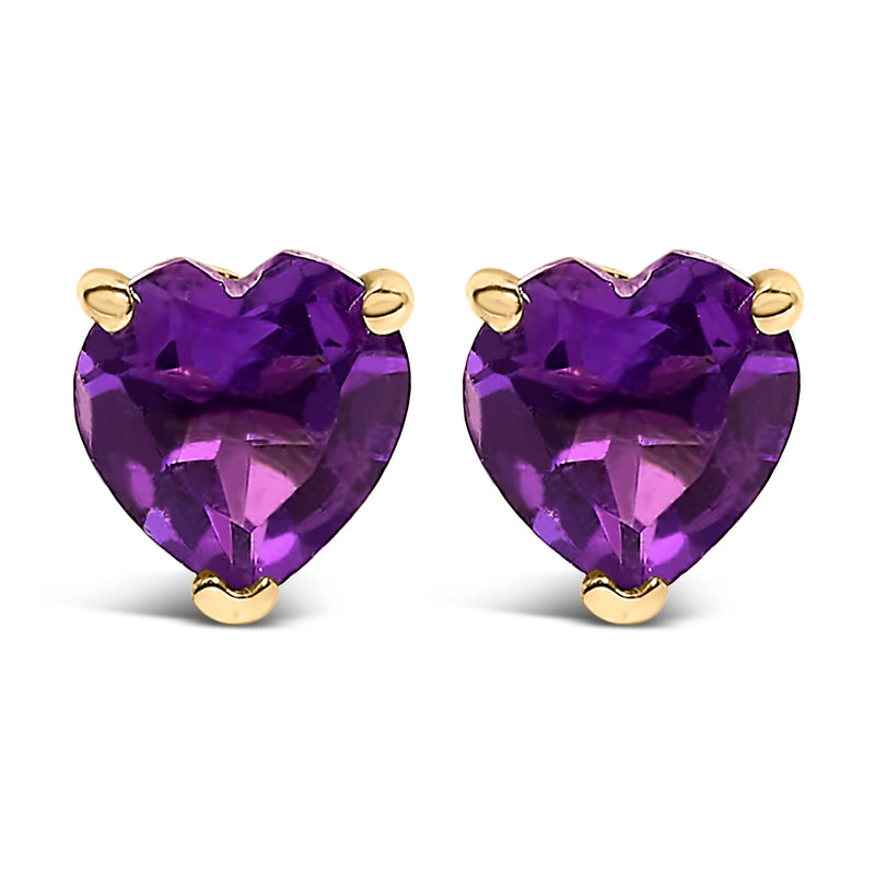 Bids.com 14K White Gold 5MM Heart Cut Purple Amethyst Solitaire Stud Earrings Earrings