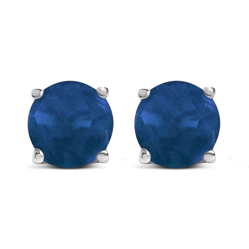 Bids.com 14K White Gold 5X5MM Round Purple Amethyst Solitaire Stud Earrings Earrings