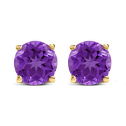 Bids.com 14K White Gold 5X5MM Round Purple Amethyst Solitaire Stud Earrings Earrings