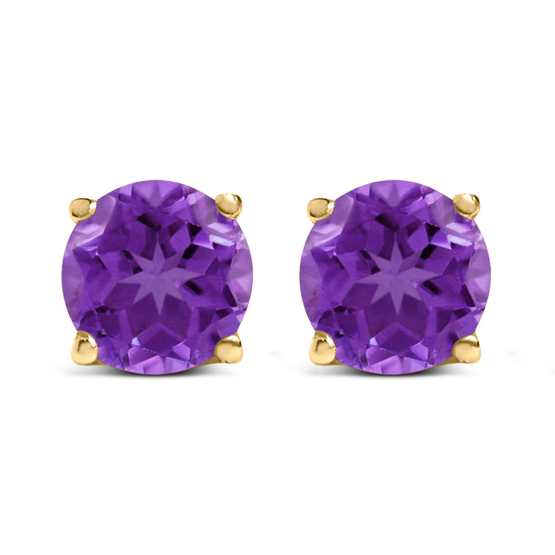 Bids.com 14K White Gold 5X5MM Round Purple Amethyst Solitaire Stud Earrings Earrings