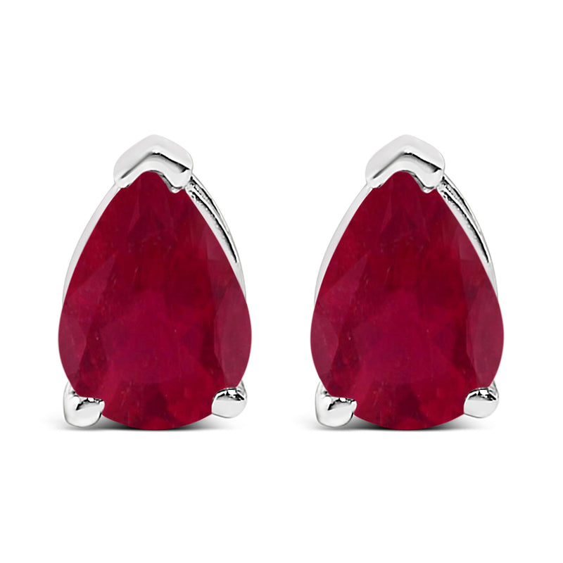 Bids.com 14K White Gold 6x4MM Pear Shaped Purple Amethyst Solitaire Stud Earrings Earrings