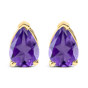 Bids.com 14K White Gold 6x4MM Pear Shaped Purple Amethyst Solitaire Stud Earrings Earrings