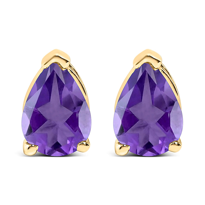 Bids.com 14K White Gold 6x4MM Pear Shaped Purple Amethyst Solitaire Stud Earrings Earrings