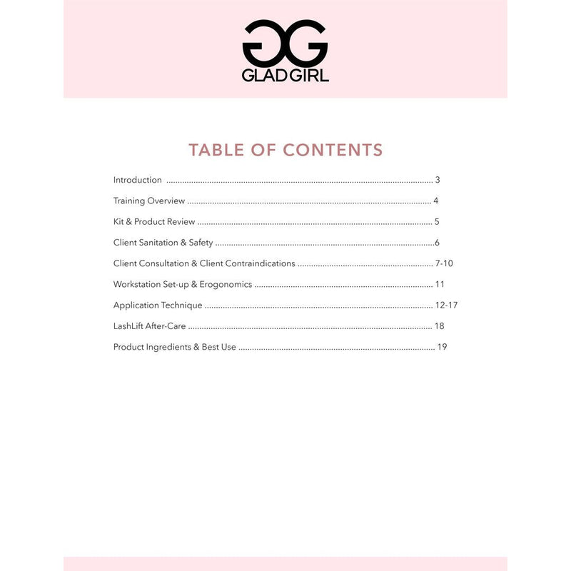 GladGirl LashLift Application Training Manual Marketing