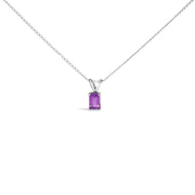 Bids.com 14K White Gold 6x4MM Emerald Cut Purple Amethyst Solitaire Pendant Necklace Necklaces