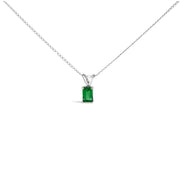 Bids.com 14K White Gold 6x4MM Emerald Cut Purple Amethyst Solitaire Pendant Necklace Necklaces