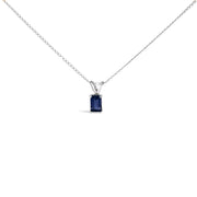 Bids.com 14K White Gold 6x4MM Emerald Cut Purple Amethyst Solitaire Pendant Necklace Necklaces
