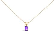 Bids.com 14K White Gold 6x4MM Emerald Cut Purple Amethyst Solitaire Pendant Necklace Necklaces