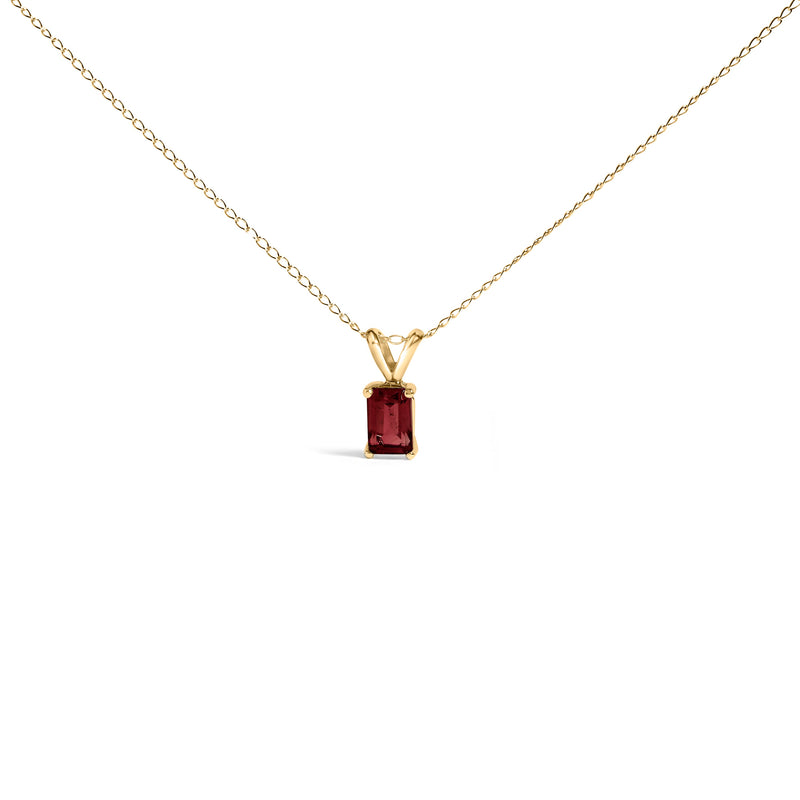 Bids.com 14K White Gold 6x4MM Emerald Cut Purple Amethyst Solitaire Pendant Necklace Necklaces