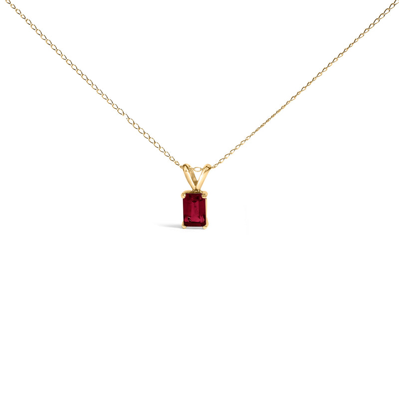 Bids.com 14K White Gold 6x4MM Emerald Cut Purple Amethyst Solitaire Pendant Necklace Necklaces