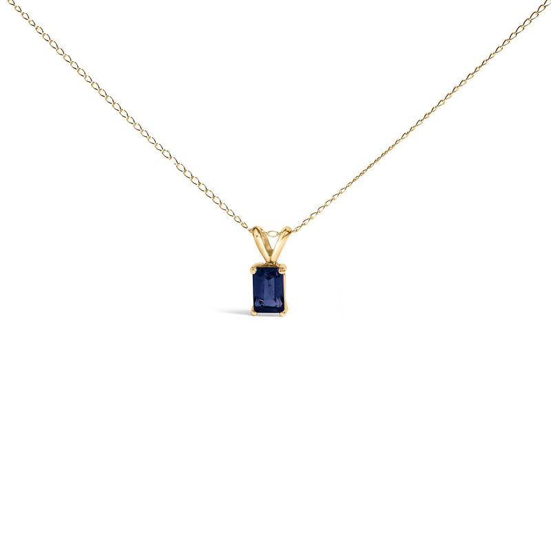 Bids.com 14K White Gold 6x4MM Emerald Cut Purple Amethyst Solitaire Pendant Necklace Necklaces