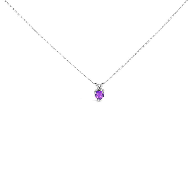 Bids.com 14K White Gold 5X5 MM Heart Shaped Purple Amethyst Solitaire Pendant Necklace Necklaces