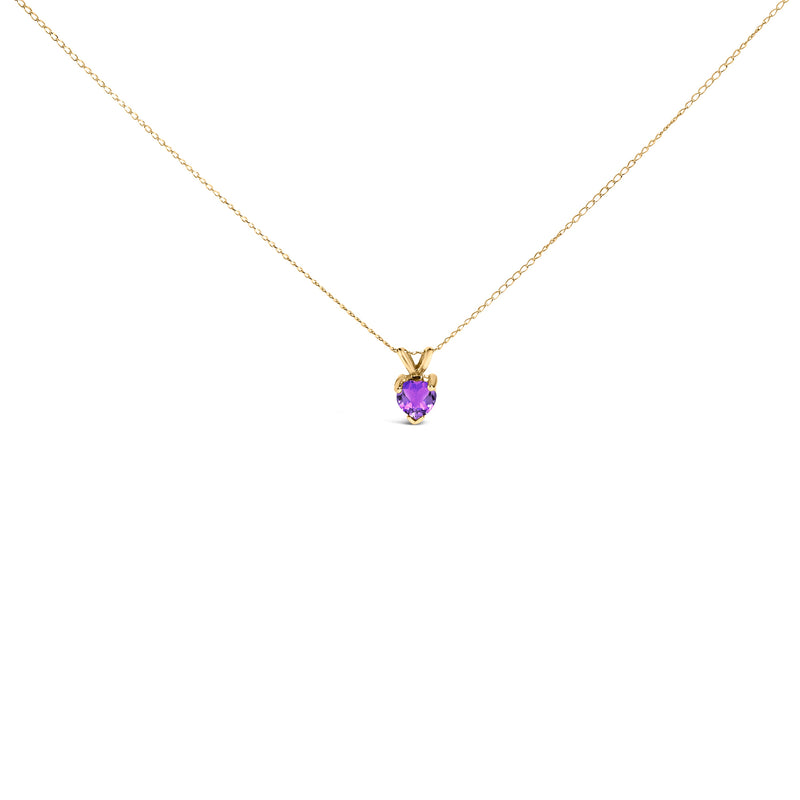 Bids.com 14K White Gold 5X5 MM Heart Shaped Purple Amethyst Solitaire Pendant Necklace Necklaces