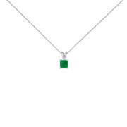 Bids.com 14K White Gold 5x5 MM Square Shaped Purple Amethyst Solitaire Pendant Necklace Necklaces