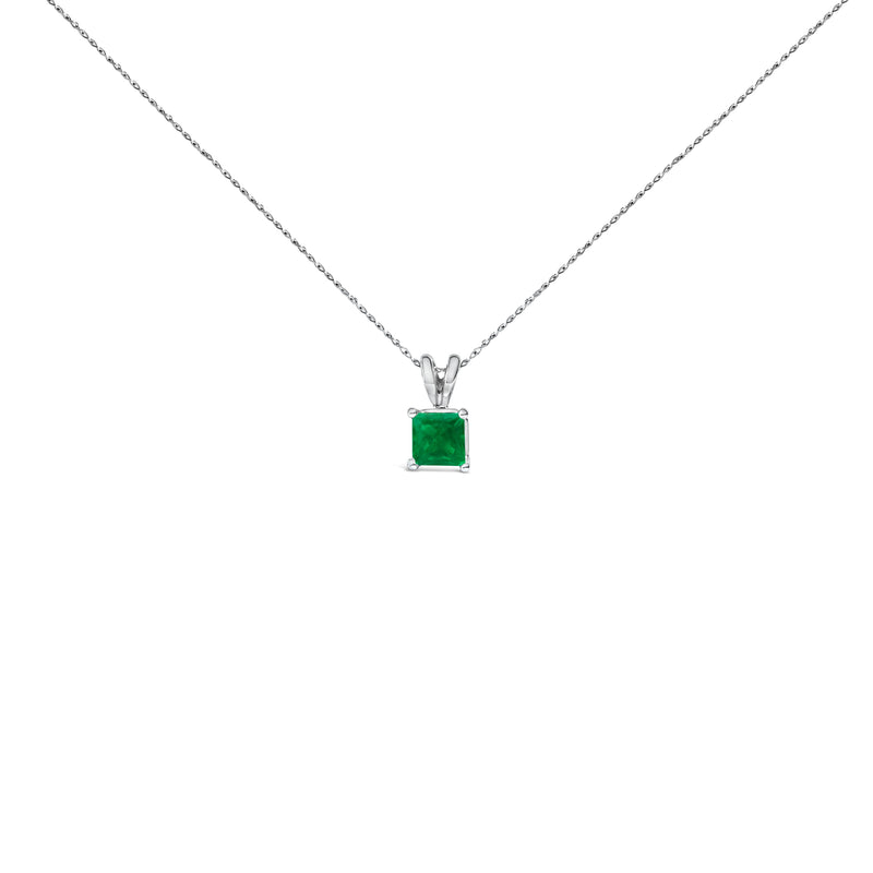 Bids.com 14K White Gold 5x5 MM Square Shaped Purple Amethyst Solitaire Pendant Necklace Necklaces